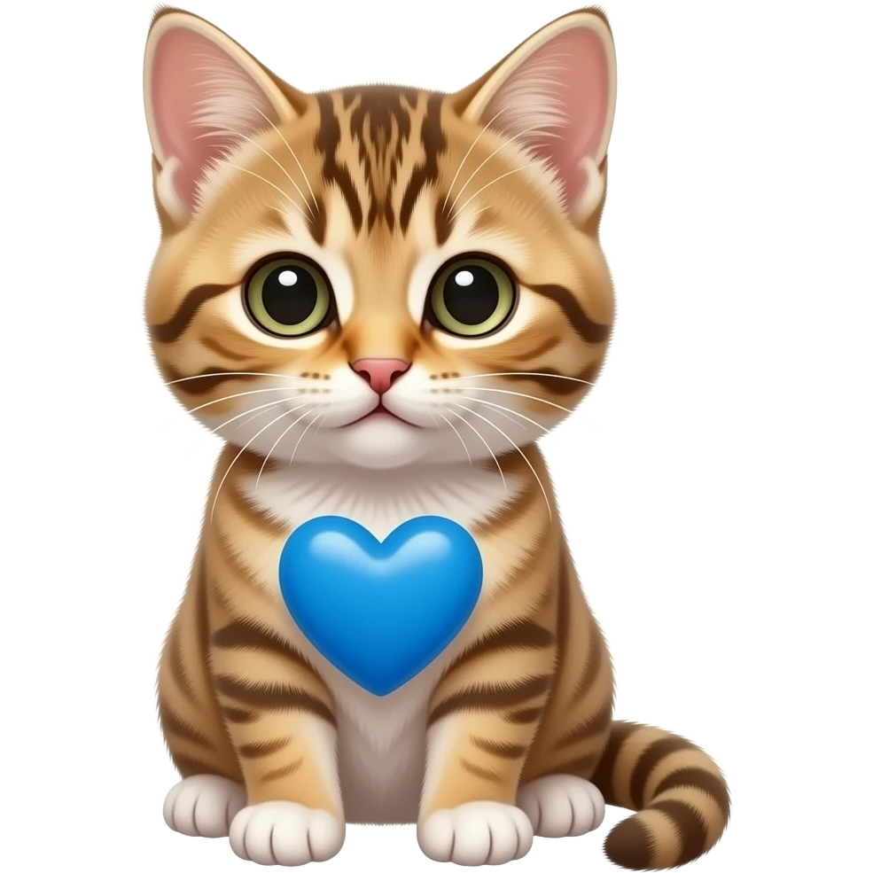 realistic kitten with 🩵 emoji