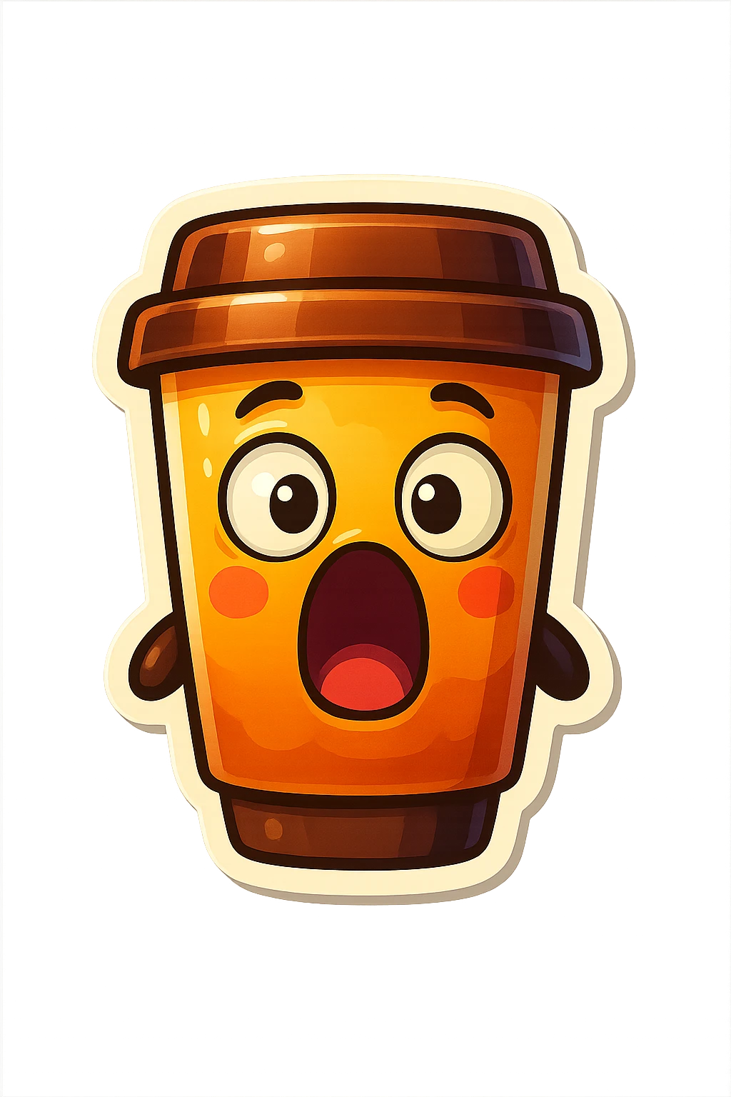Tall coffee cup, surprised, shocked and confused emoji
