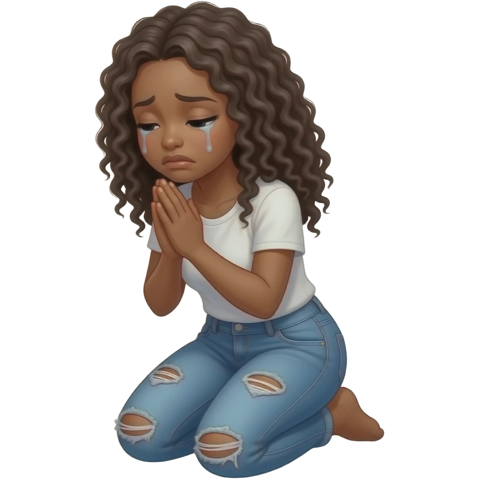 show a black women on their knee begging really sad in ripped clothing emoji