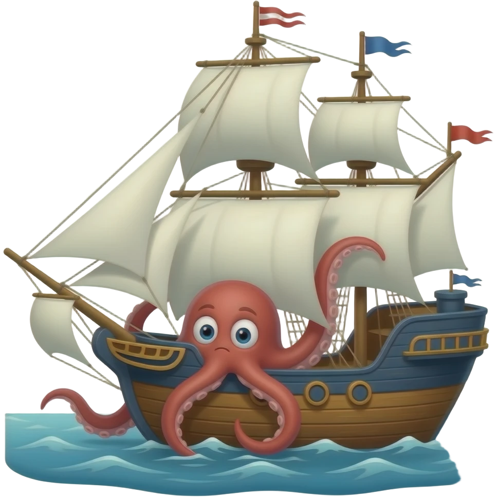 Kraken attacking ship emoji