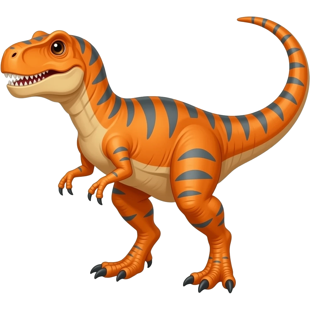 Un Velociraptor naranja con patrones grises emoji