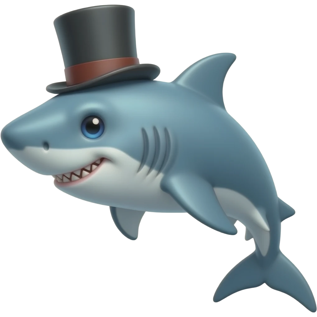 Shark with a top hat emoji