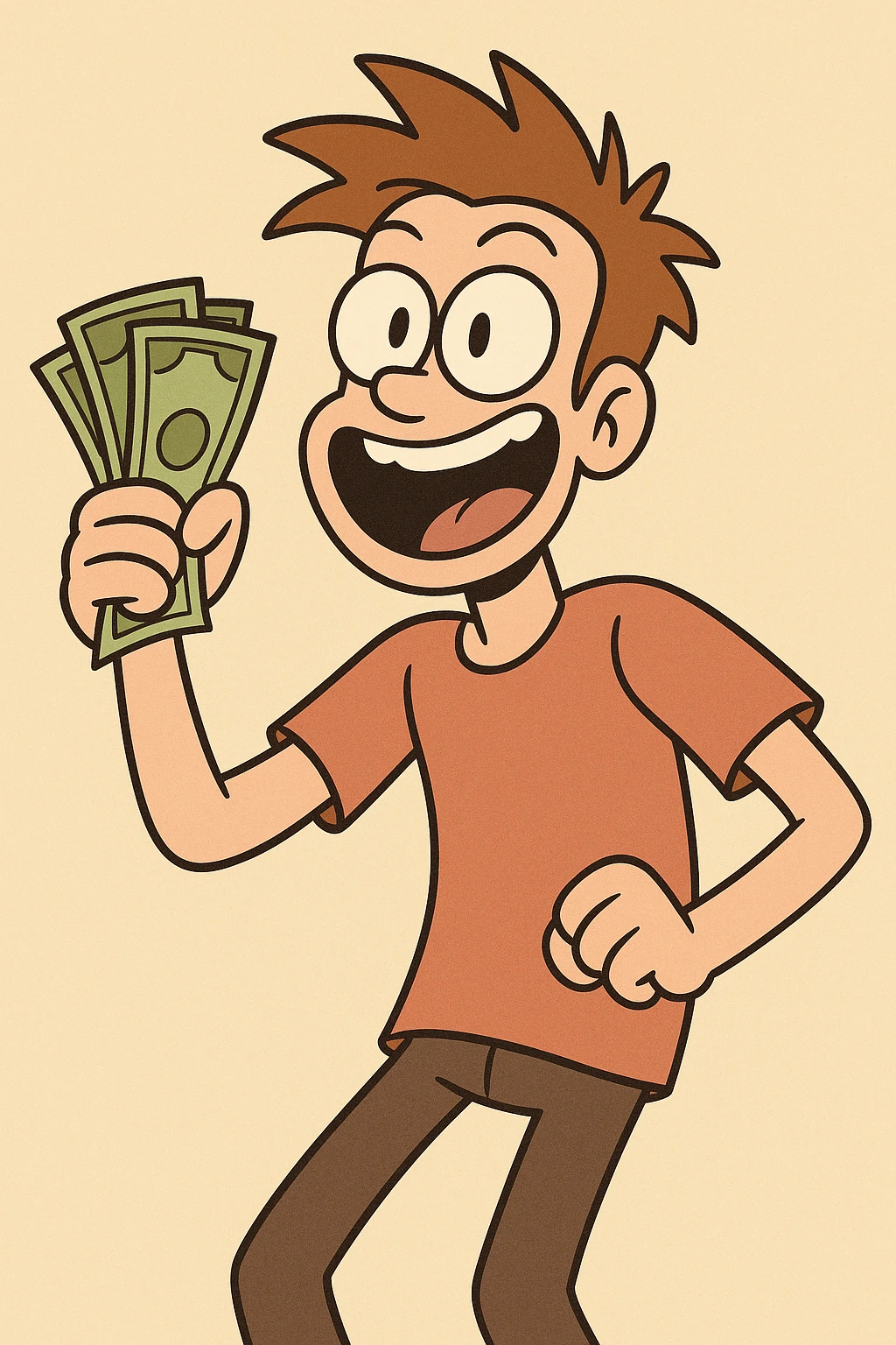 cash, energetic, cartoon style emoji