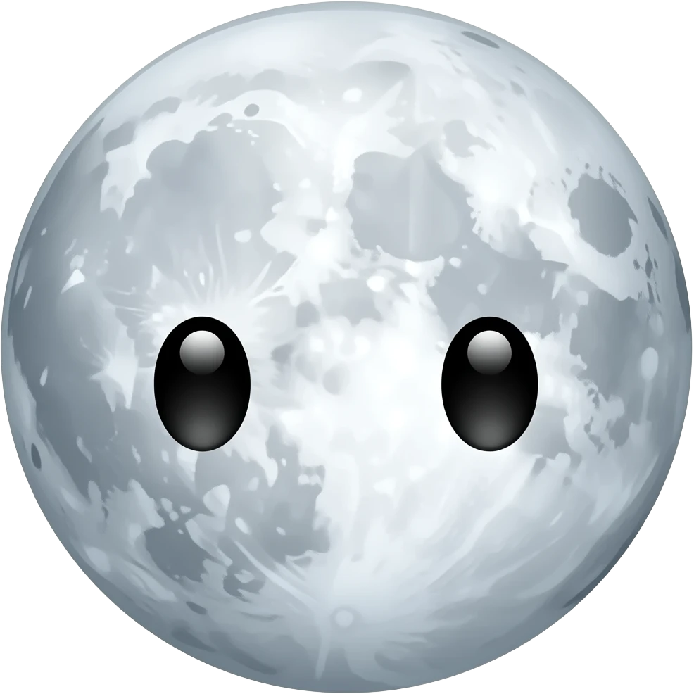 Kawaii moon black eyes emoji