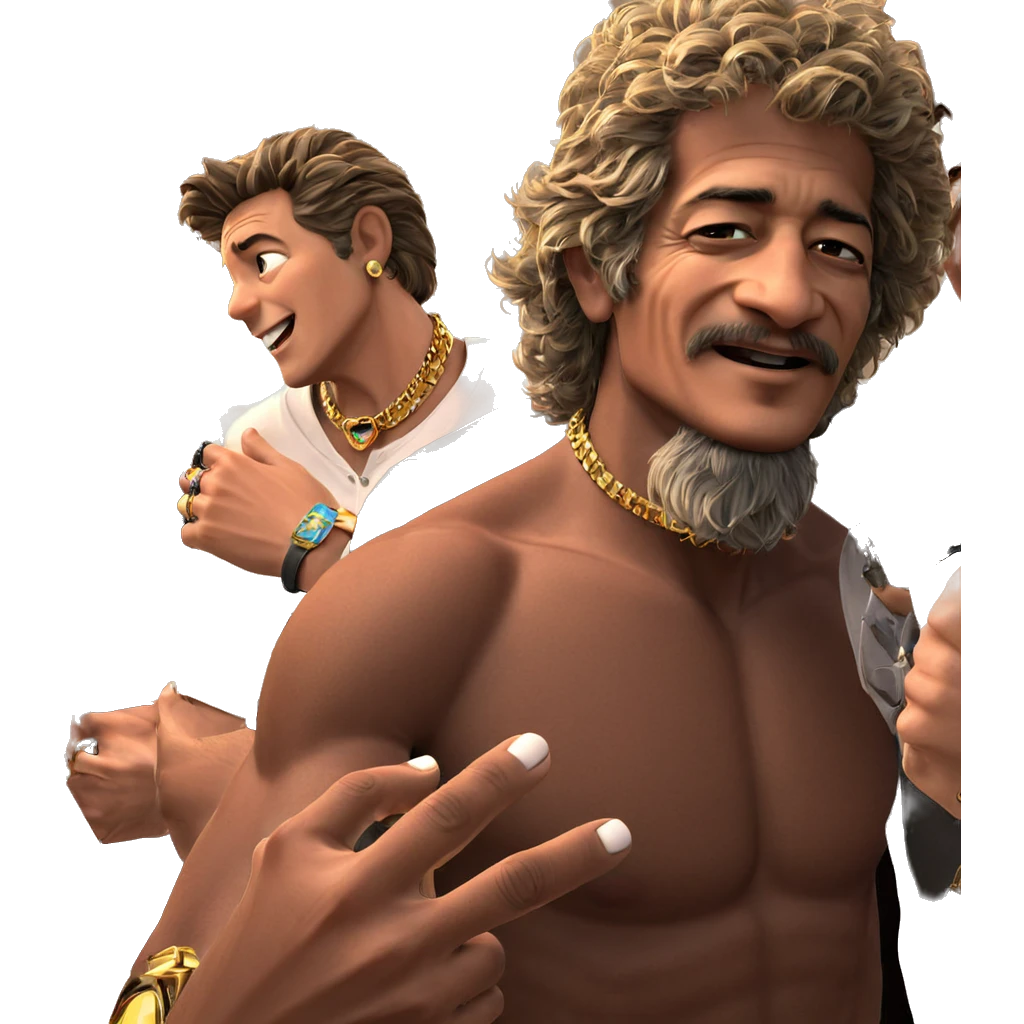 boys in jewelry and shirts emoji