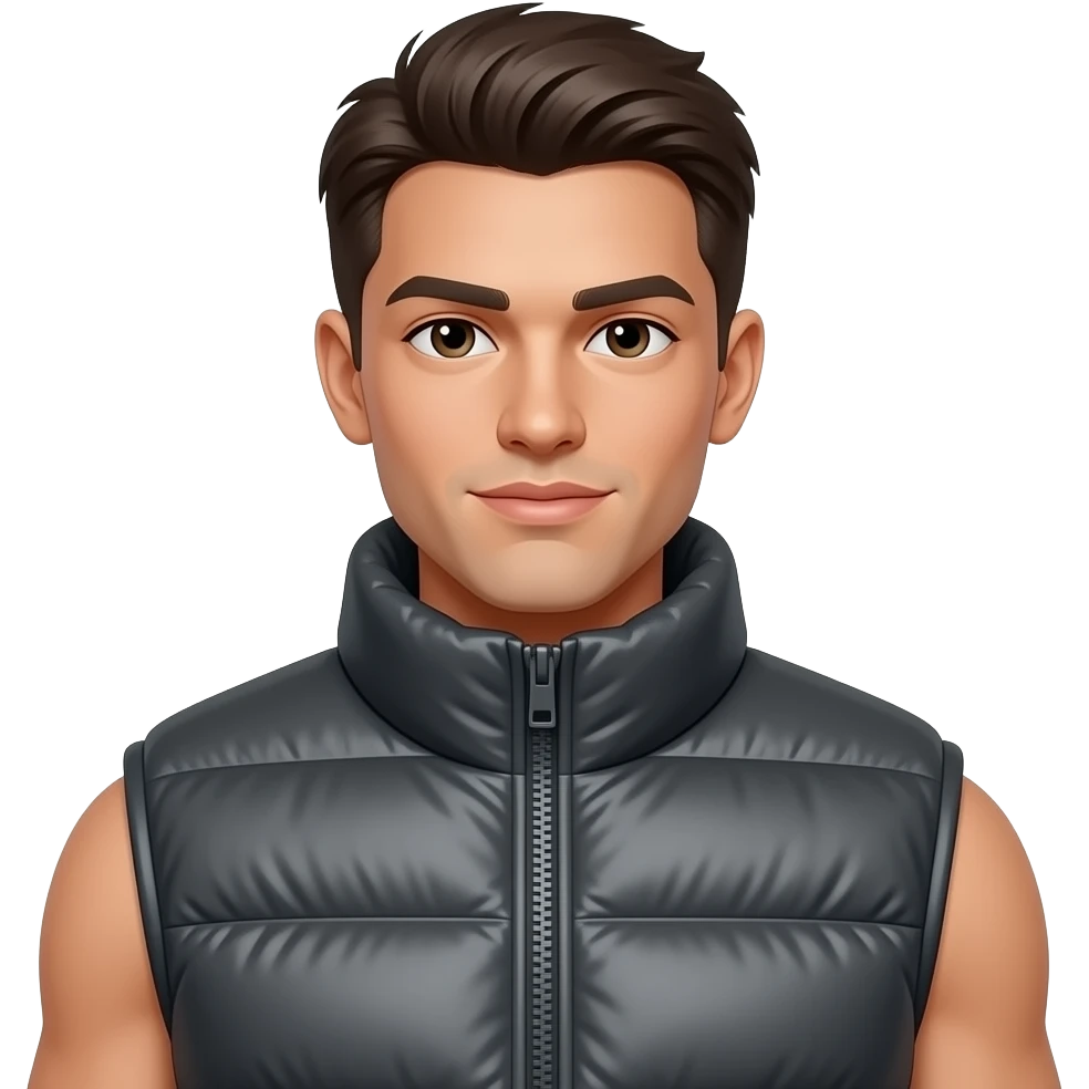 commercial avec doudoune sans manches emoji