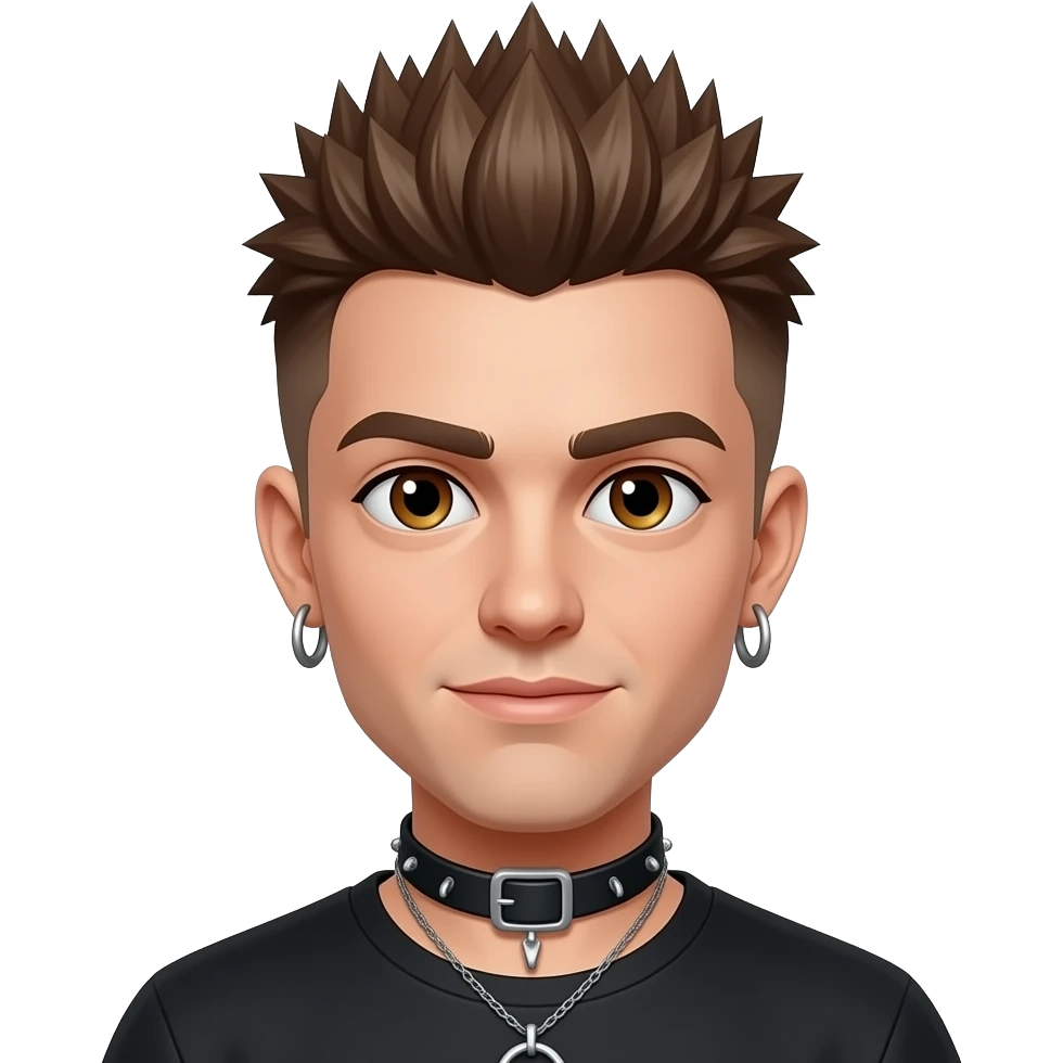 30 years old asd nonbinary woman punk boyish, spiked-up brown hair emoji