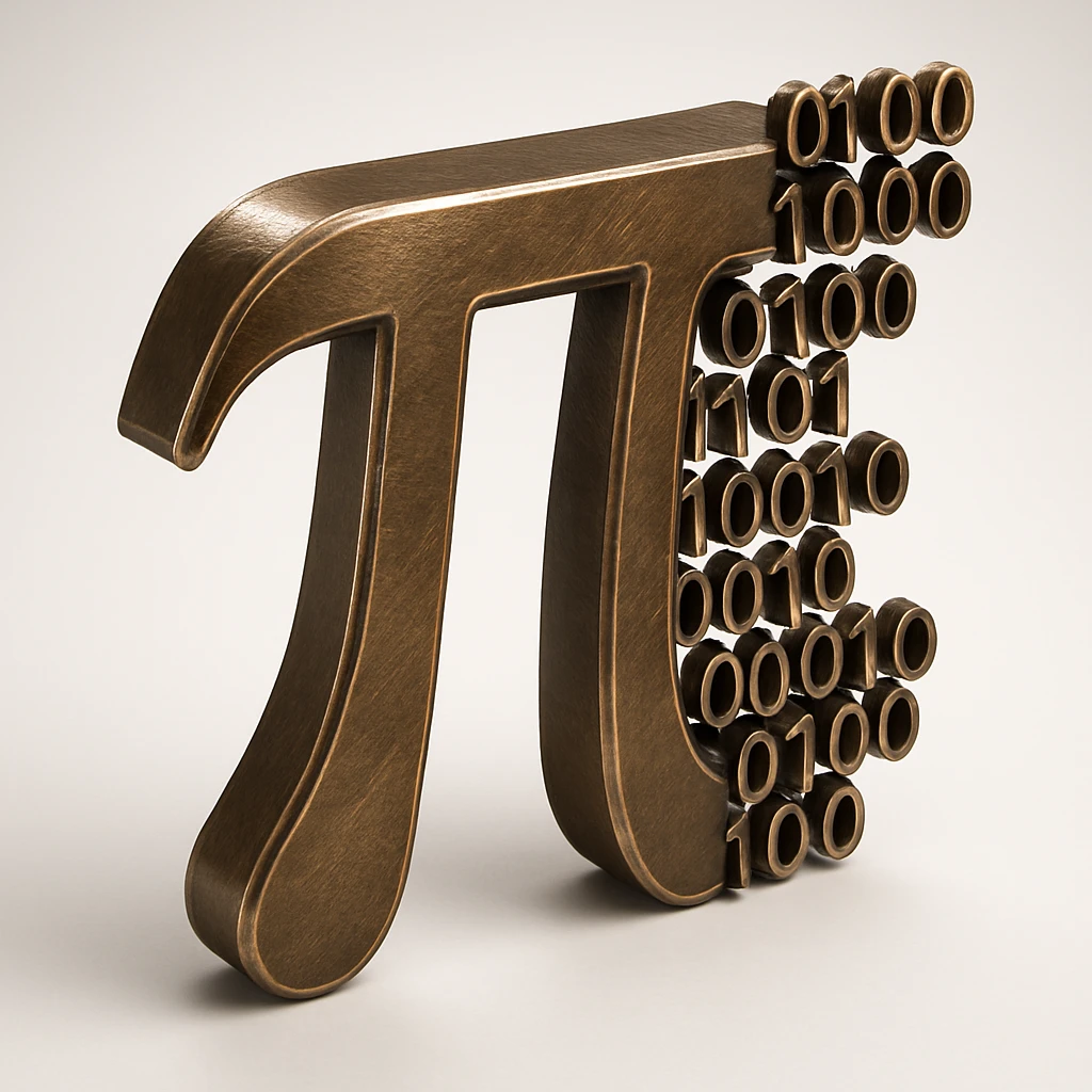  combine the π (pi) math symbol, binary code emerging from it. emoji