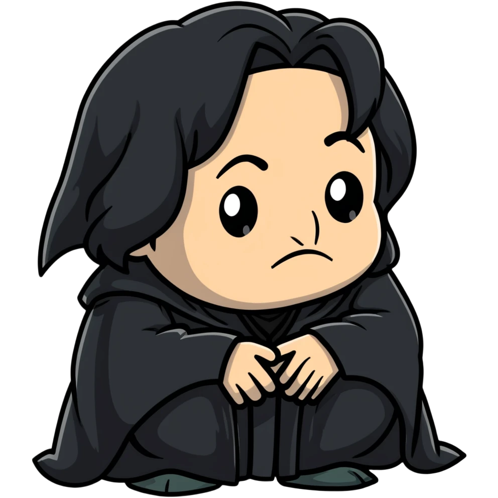 crying Snape with black robes looking depressed emoji