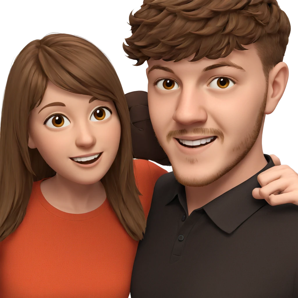 smiling couple with brown hair emoji