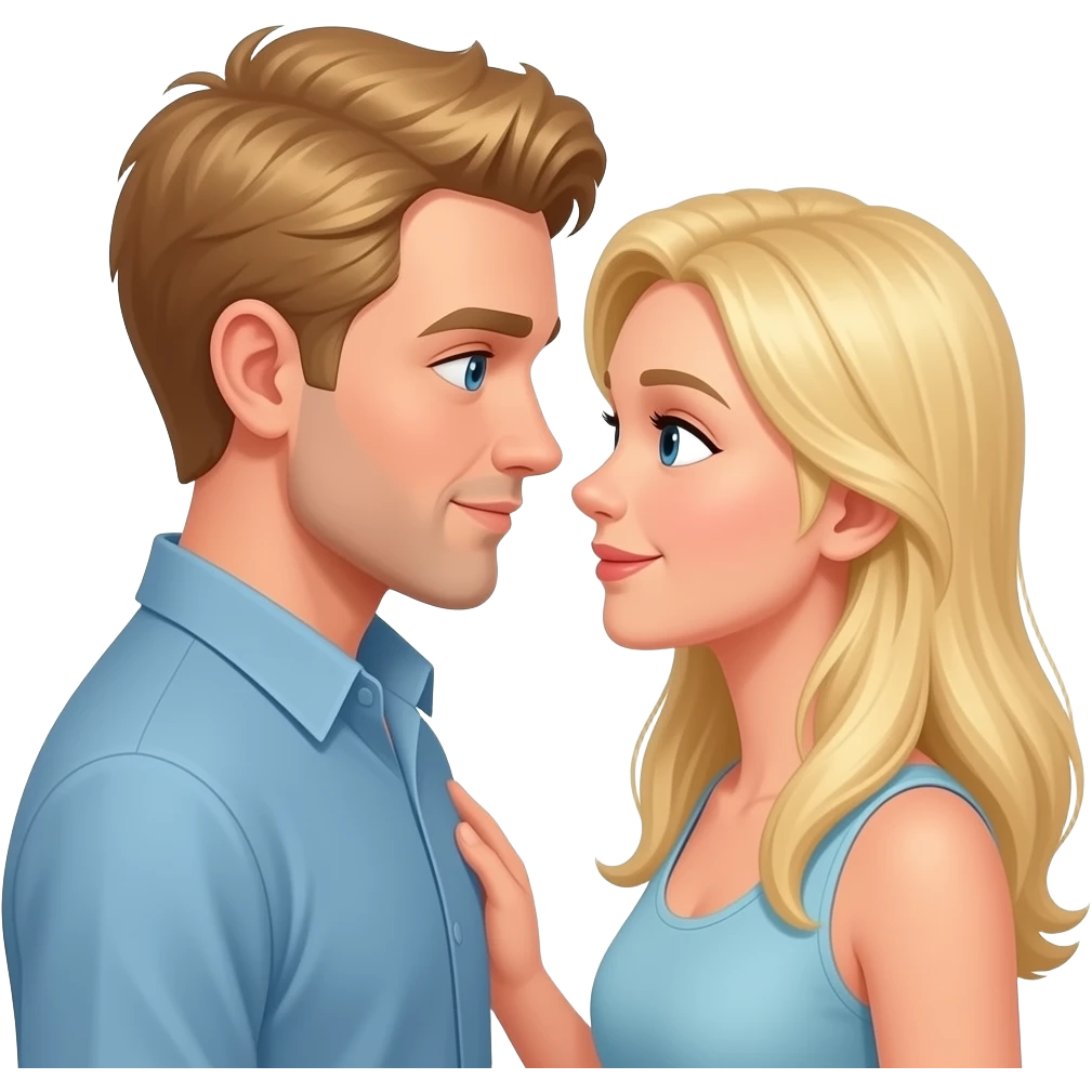 Liebespaar beide blond schauen sich verliebt an emoji