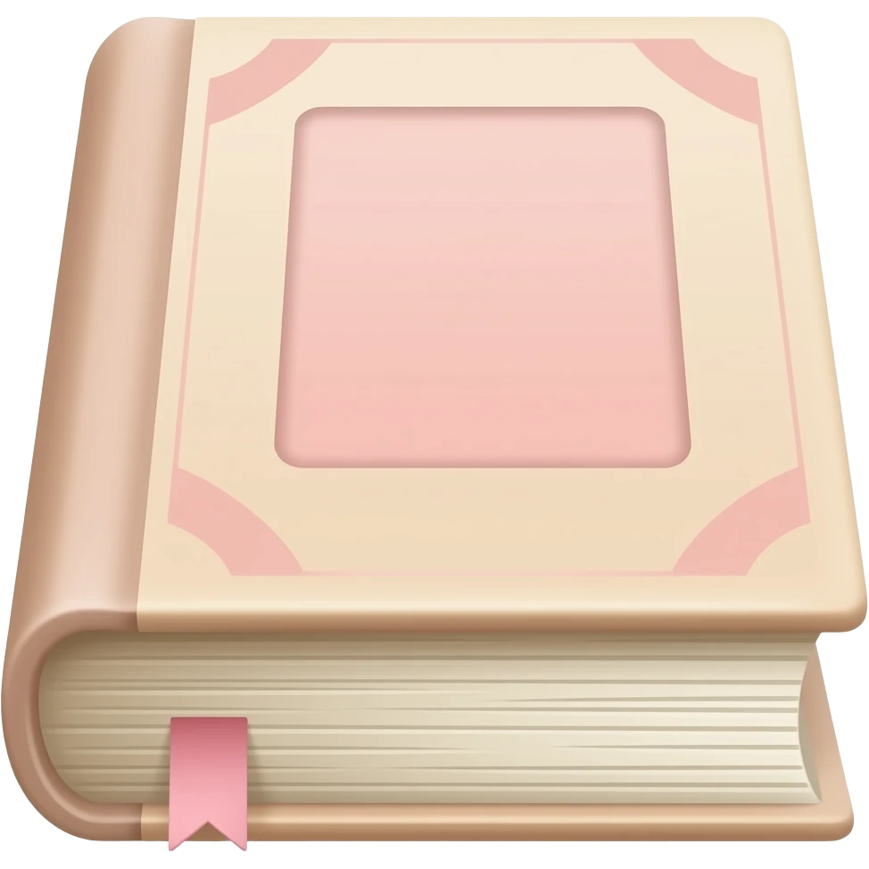 book, beige cover with blush pink pages emoji