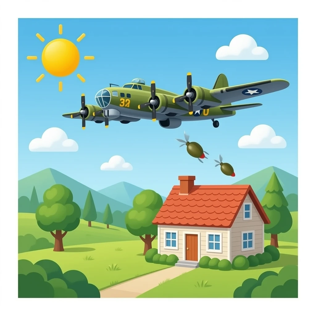 make me a B17 bombing a house emoji