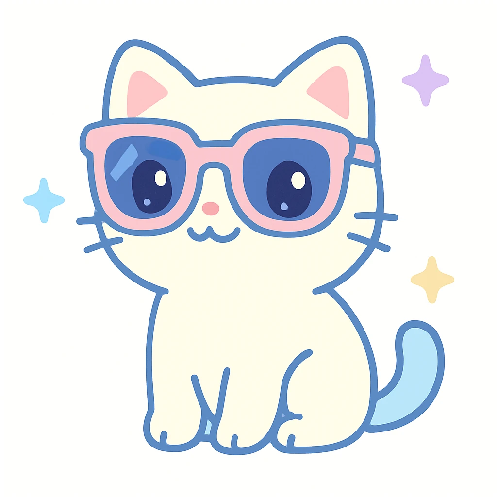 cat wearing sunglasses, cute and cheerful emoji