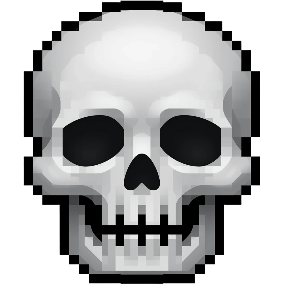 minecraft mobs 8bit skeleton only head emoji