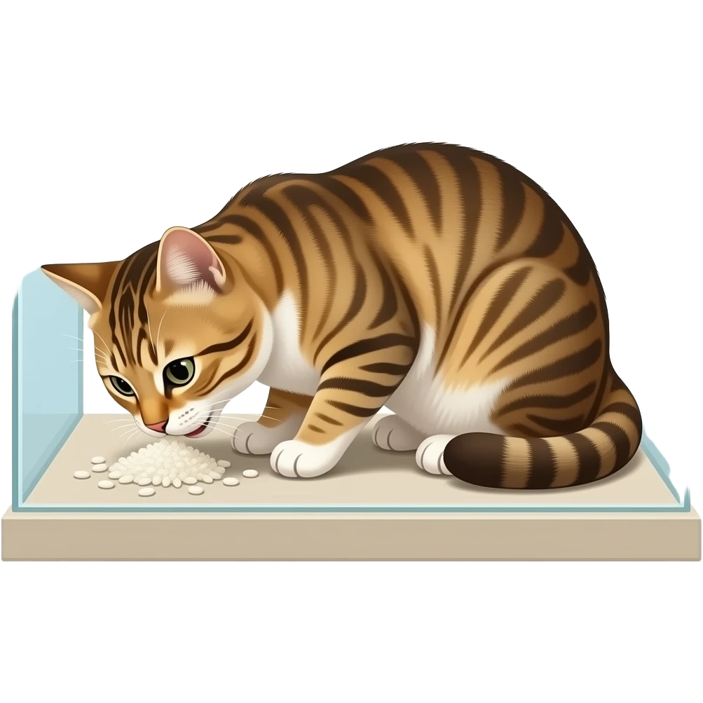 Pieces of rice get eaten by a cattting crashed into a museum emoji