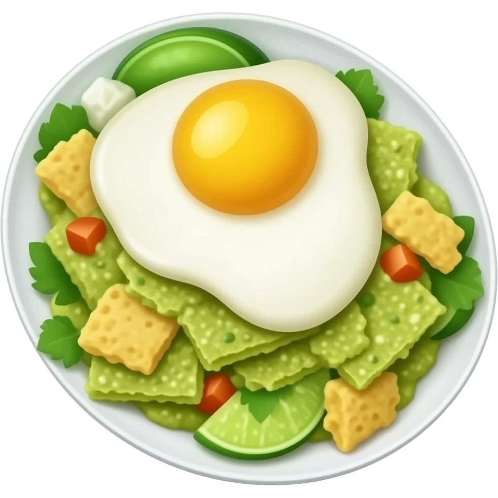 Chilaquiles verdes con huevo estrellado emoji
