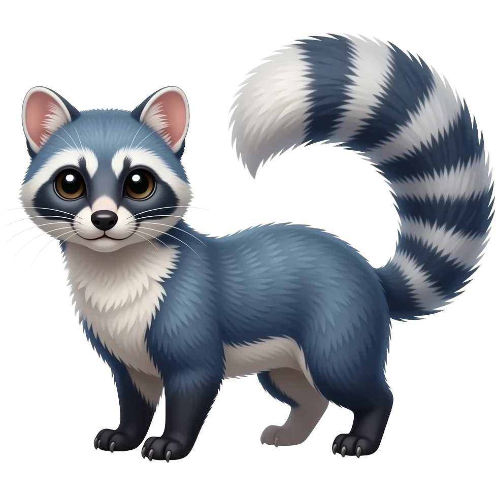Blue genet-cacomistle-civet-Feli-mustelid-creature-hybrid, full body emoji