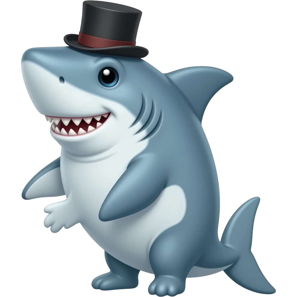 Shark with a top hat emoji