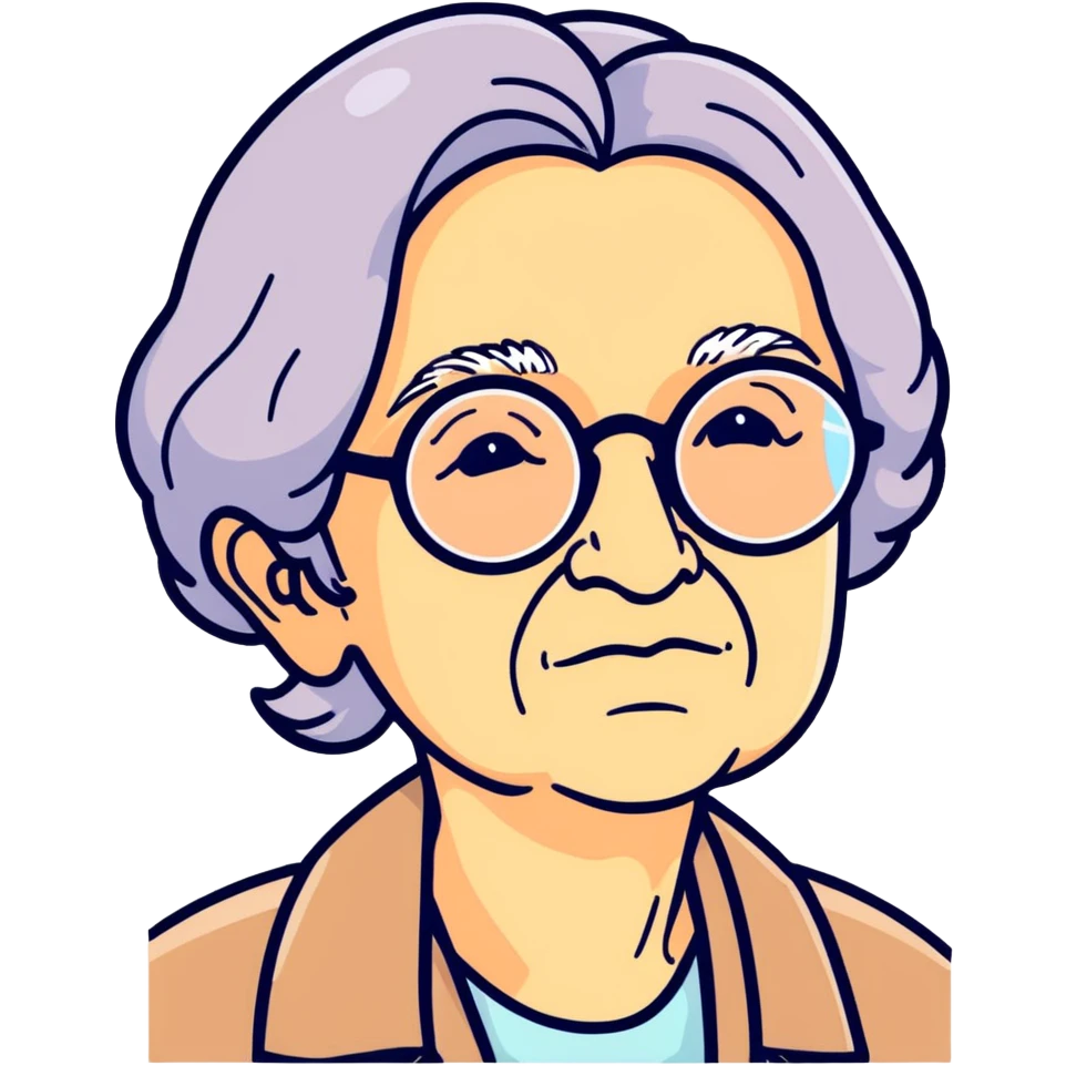Old lady with John Lennon glasses emoji