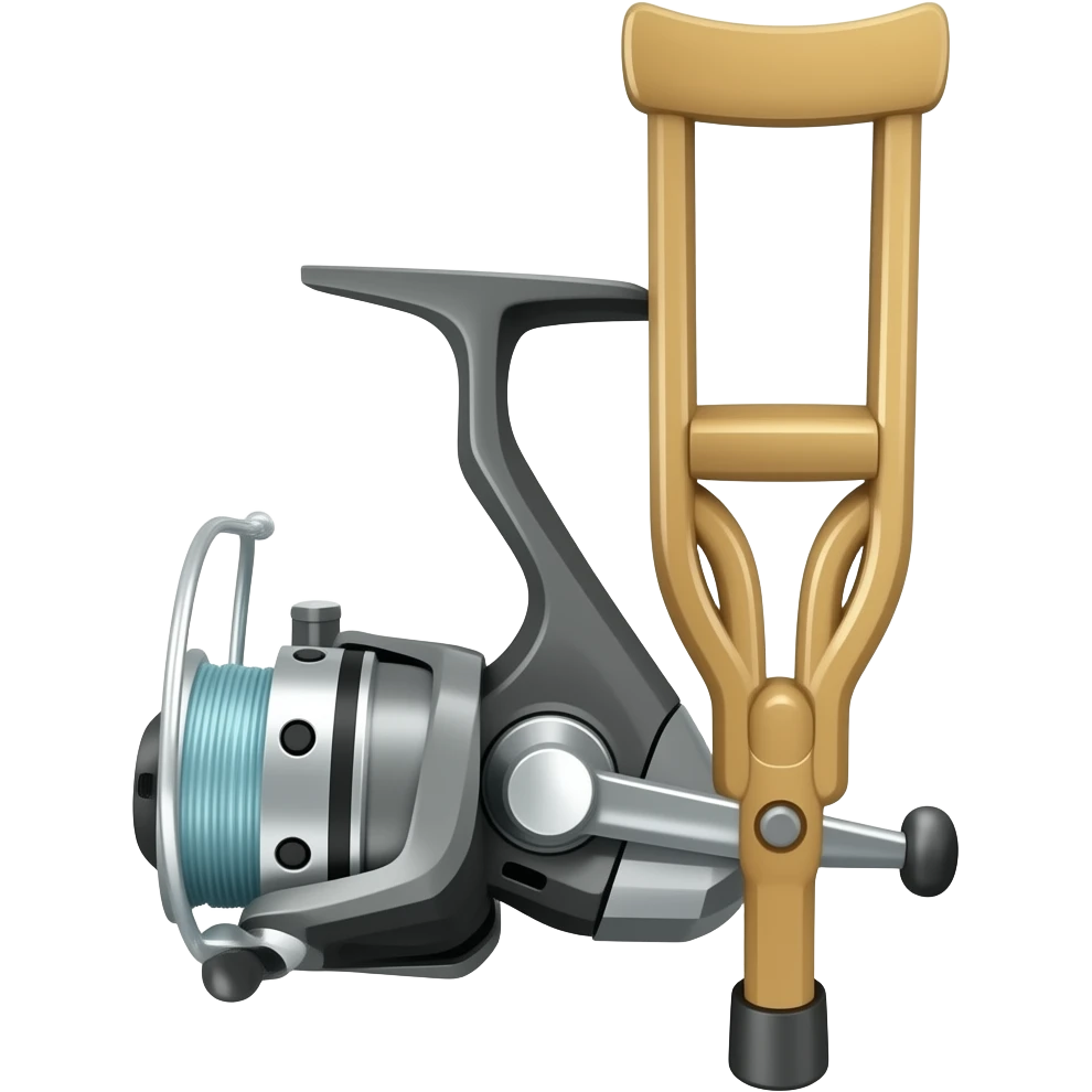 a crutch with a fishing reel on it emoji