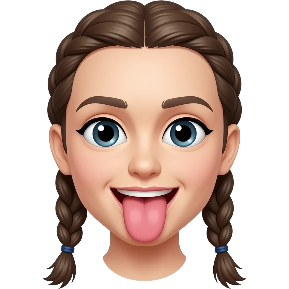 Ahegao face tounge sticking out with french braids emoji