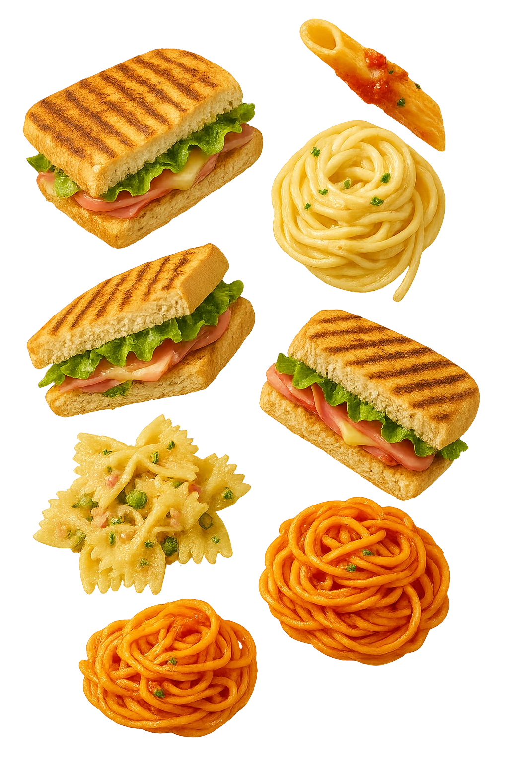 panini e pasta fluttuano in aria  emoji