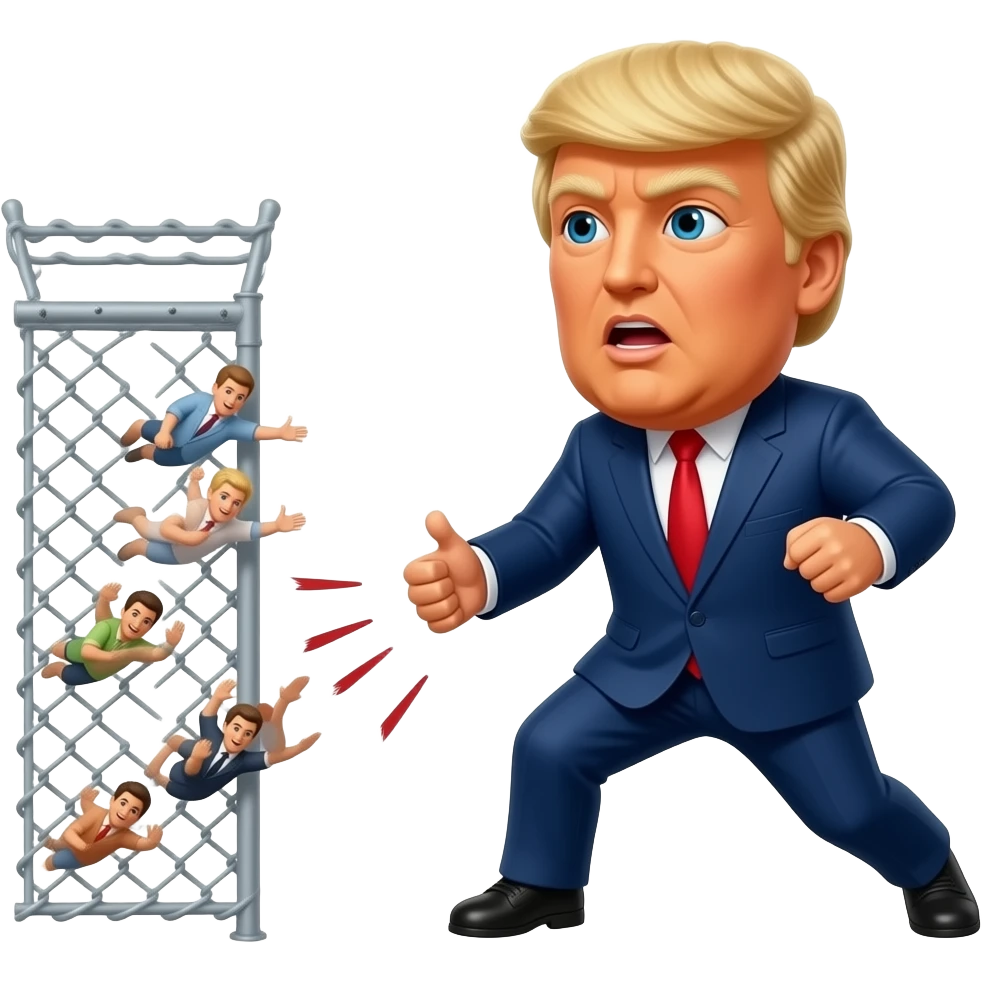 Donalrd trump throwing poeple over the boreder emoji