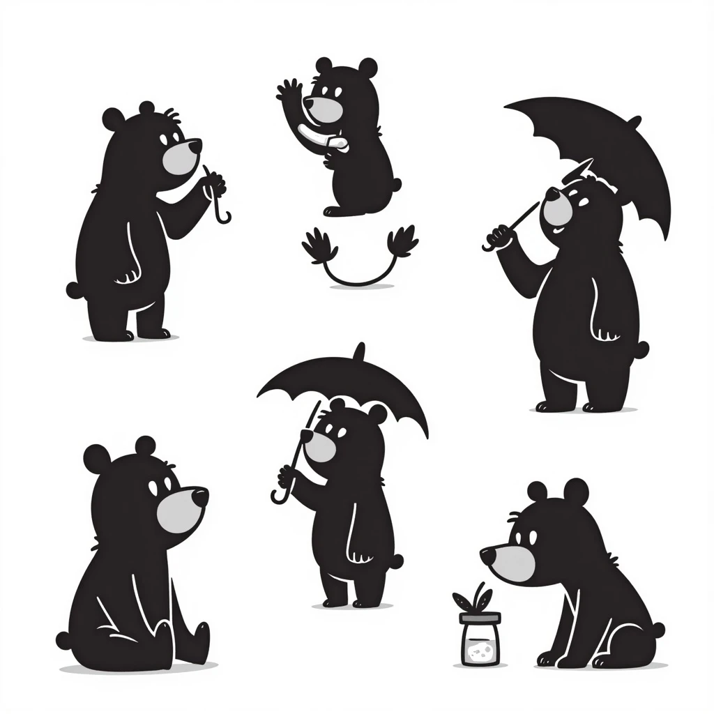 A bear in notion style hand drawn doodles emoji