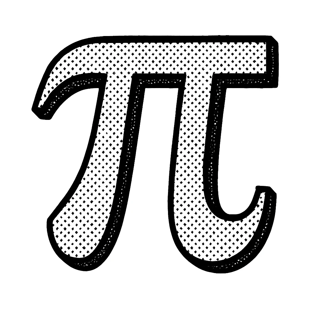 pi symbol (π), outlined and graphic, black and white halftone style emoji