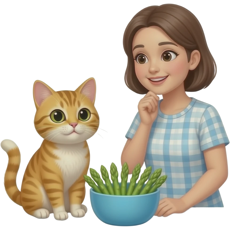 Mom Talking Tom and has Asparagus and asparagus emoji