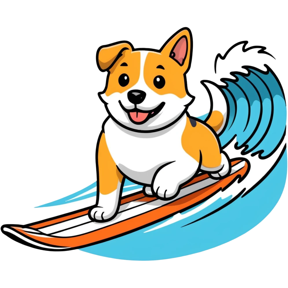 Dog surfing  emoji