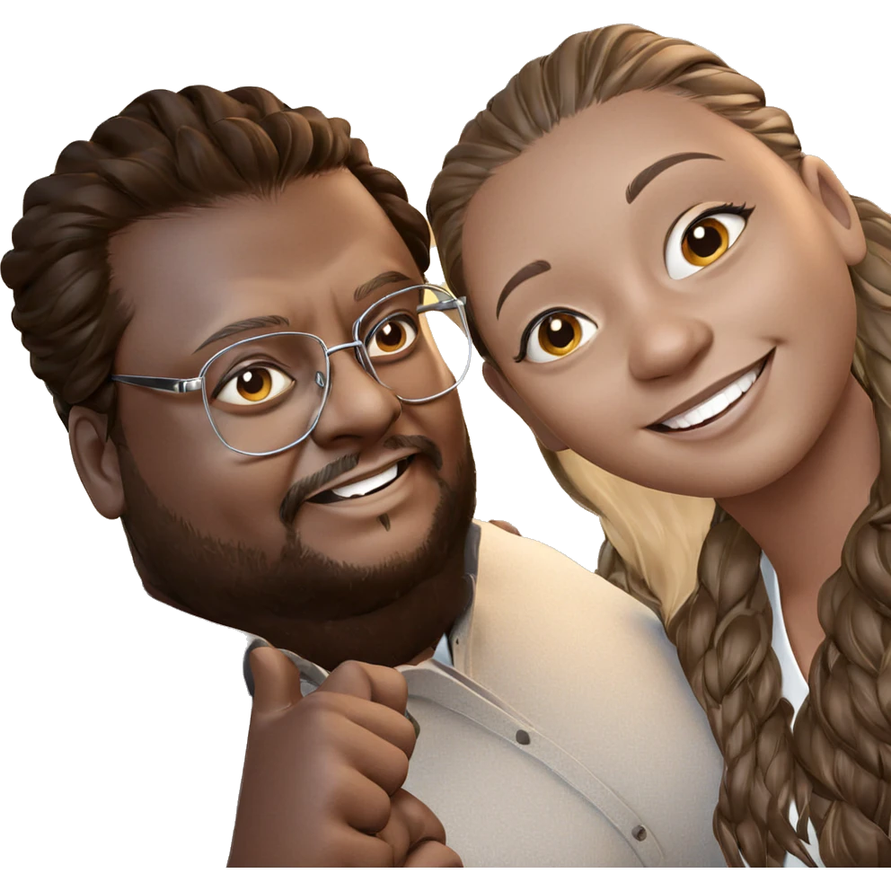 smiling girl with dark-skinned male emoji