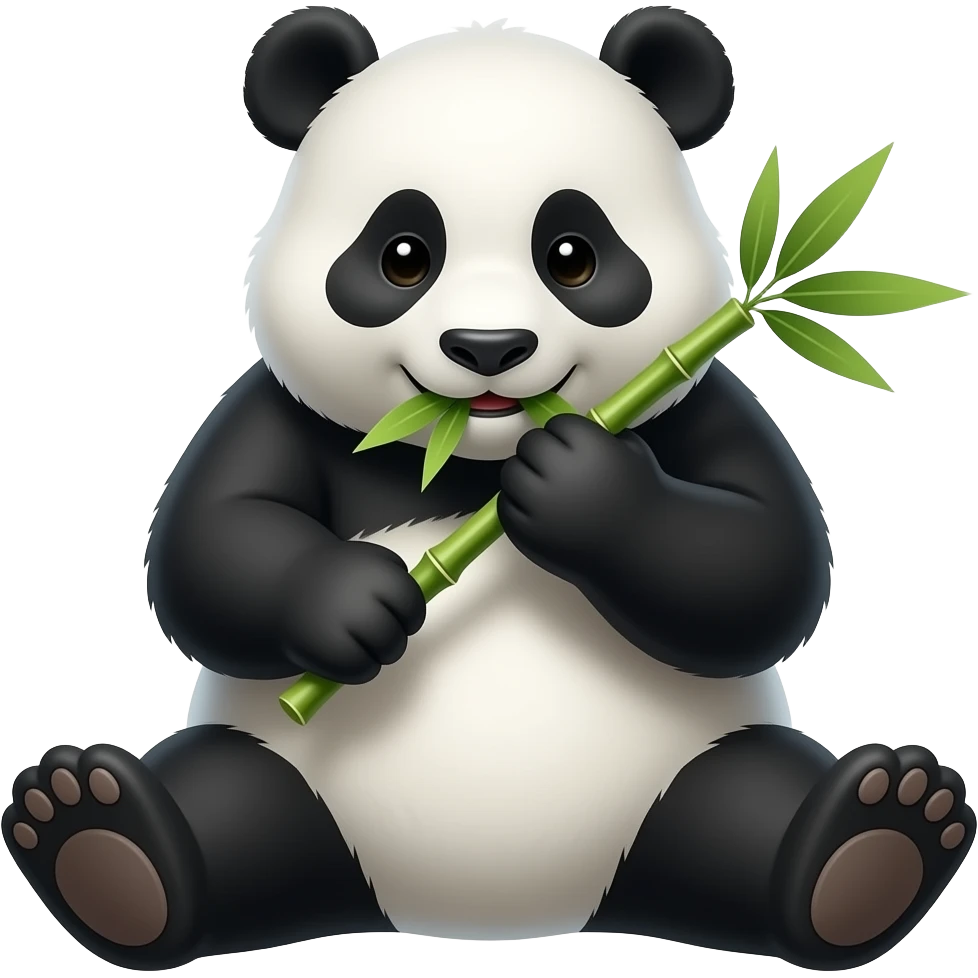 same panda emoji but eating bamboo leaves emoji