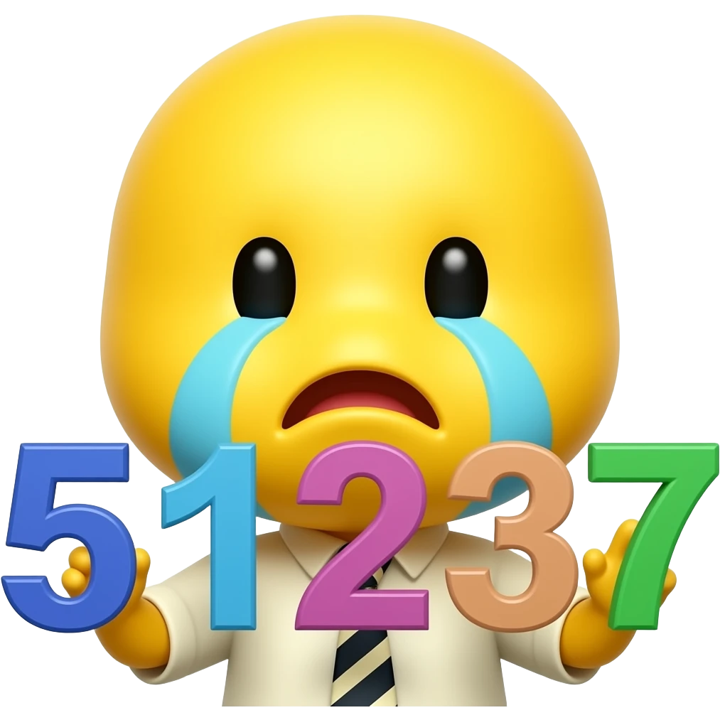 crying yellow emoji holding 6 and 7 numbers emoji