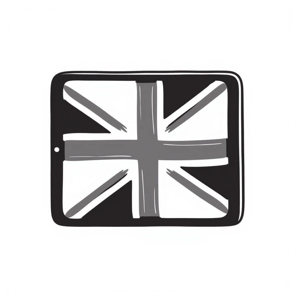 iPad tablet with English flag emoji