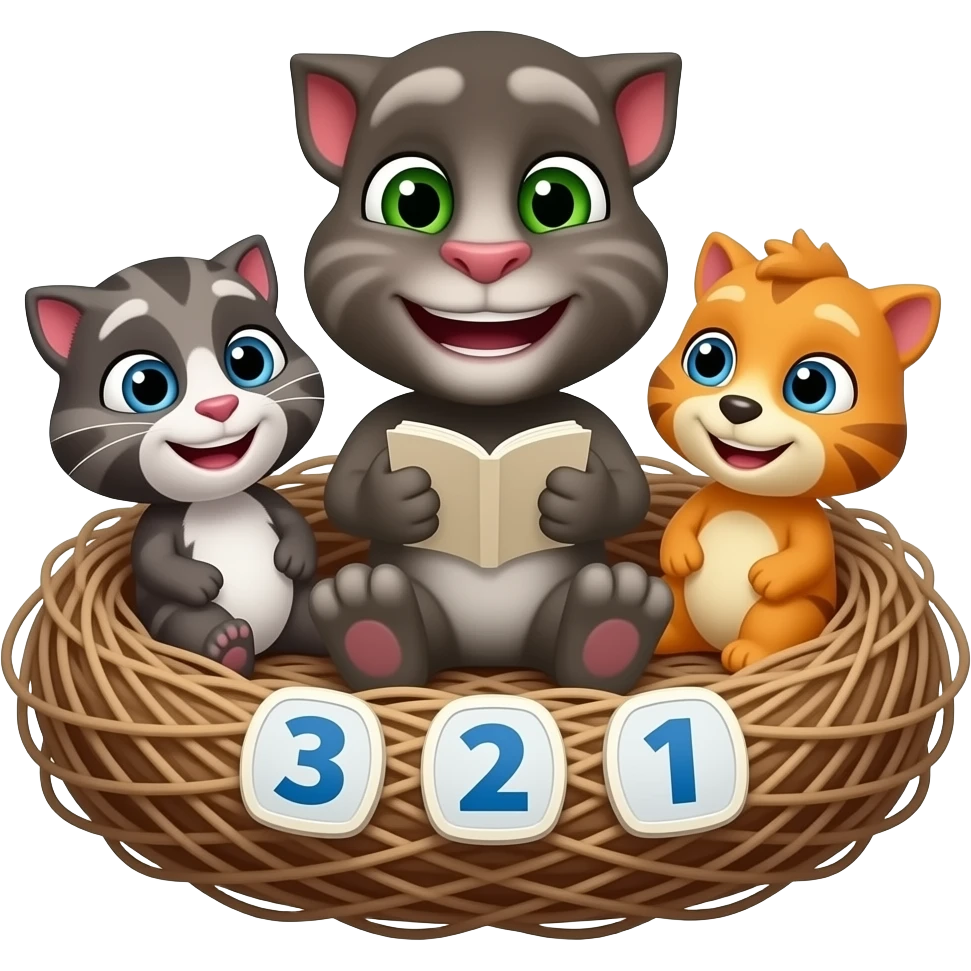 Talking Tom and friends 🪺🐣🐣🐔 321 start in body emoji