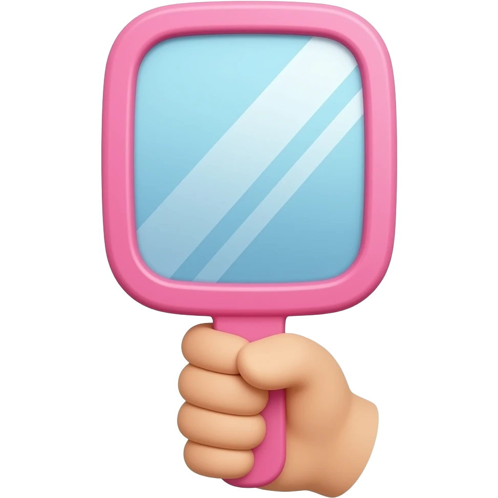 pink rectangle hand held mirror cute emoji