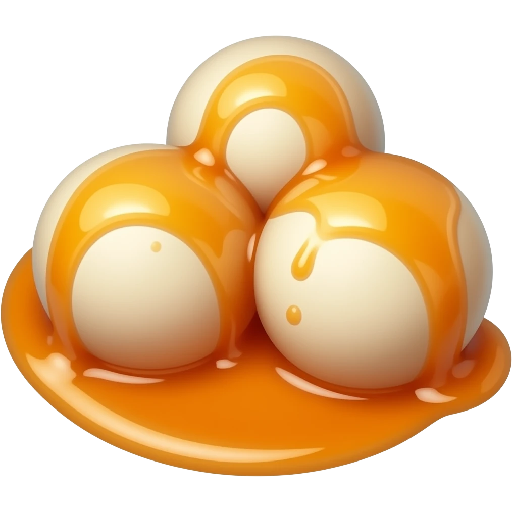 3 כדורי טופו עגולות ברוטב כתום emoji