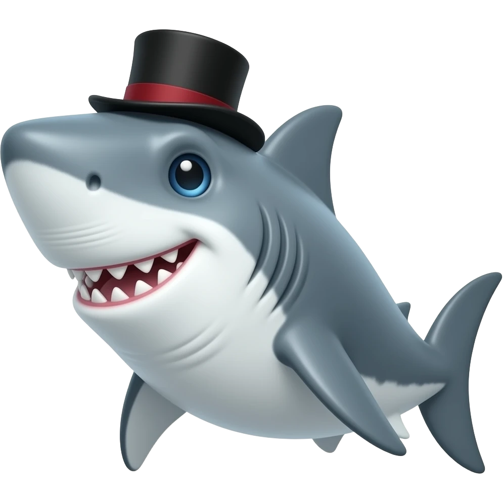 Shark with a top hat emoji
