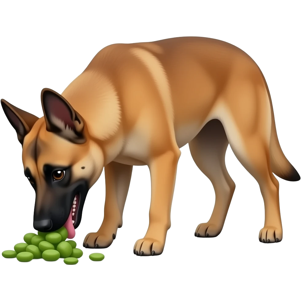 malinois dog eating emoji