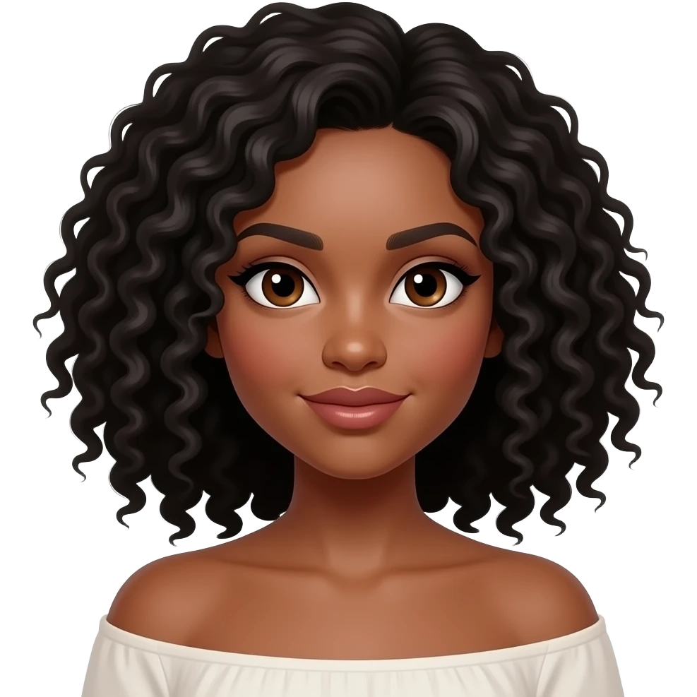 barelina in a sassy pose  light brown skin and curly black hair and brown eyes emoji