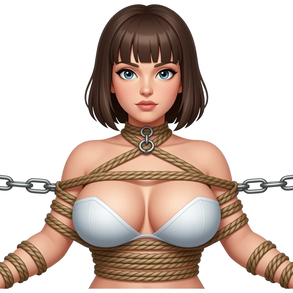 Girl in hardcore bondage with massive tits hogtie emoji