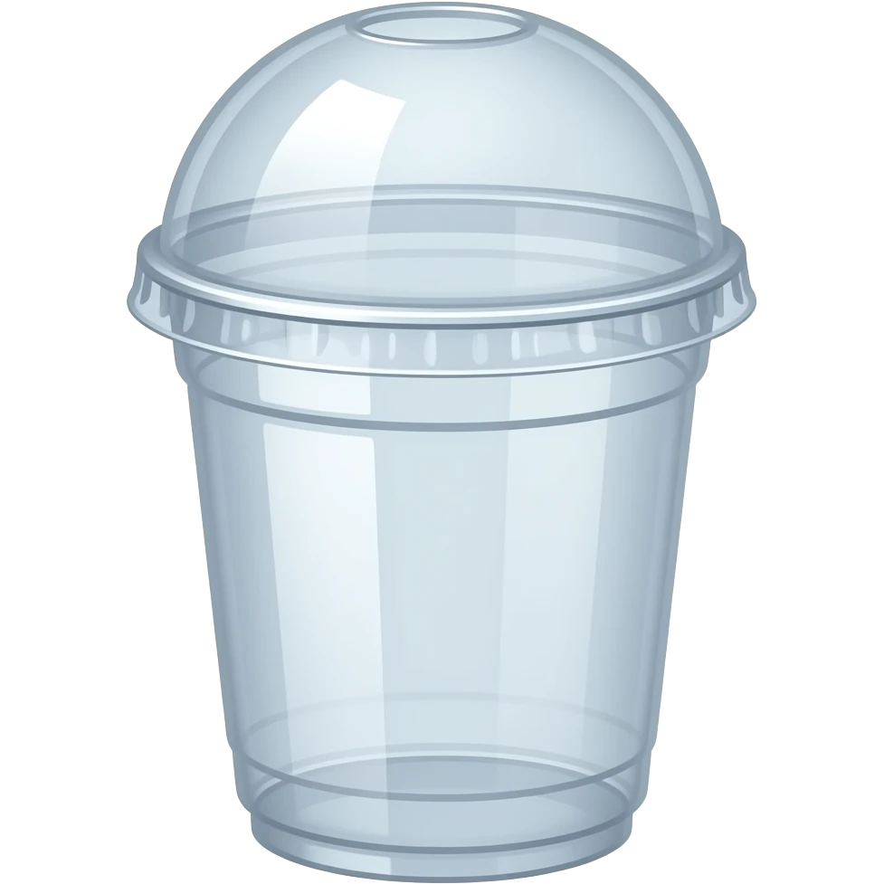 transparent plastic cup with a dome lid (clear rounded dome top with a circular hole), similar to a smoothie cup. emoji