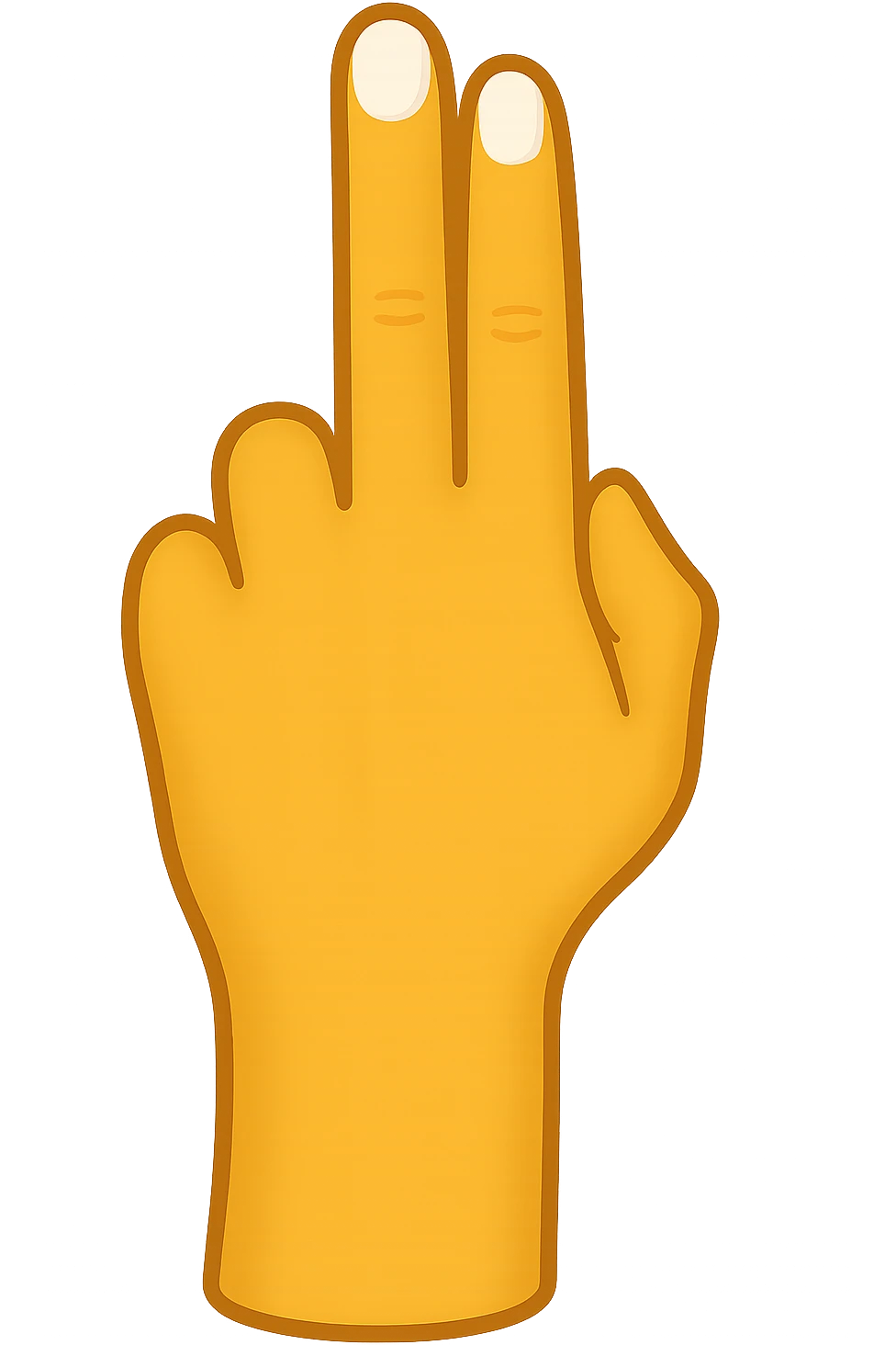 Female palm with two fingers up, matching the pose in the reference image, normal emoji style with transparent background, white nails. Variant 3 with subtle skin tone variation. emoji