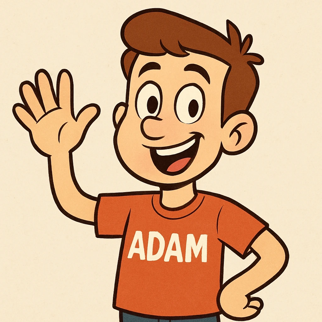 adam, cartoon style, waving emoji