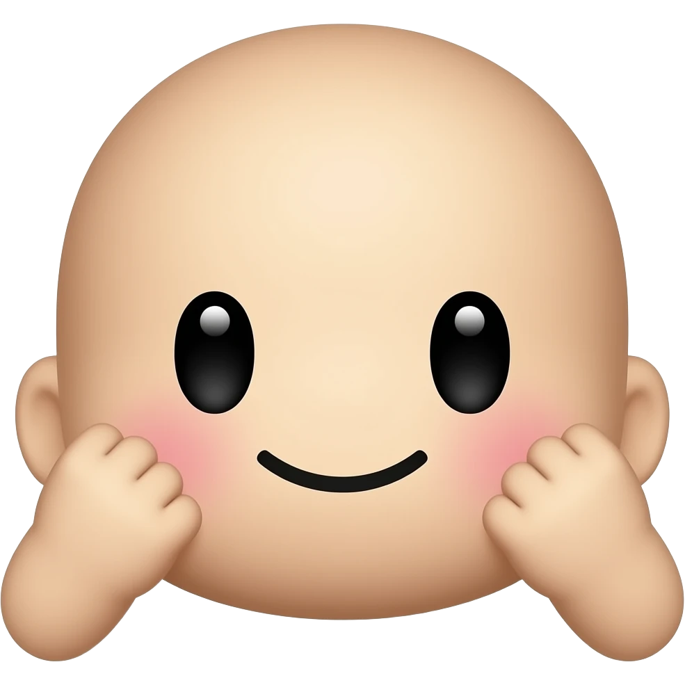 Kawaii blushing face with fists on the cheeks emoji