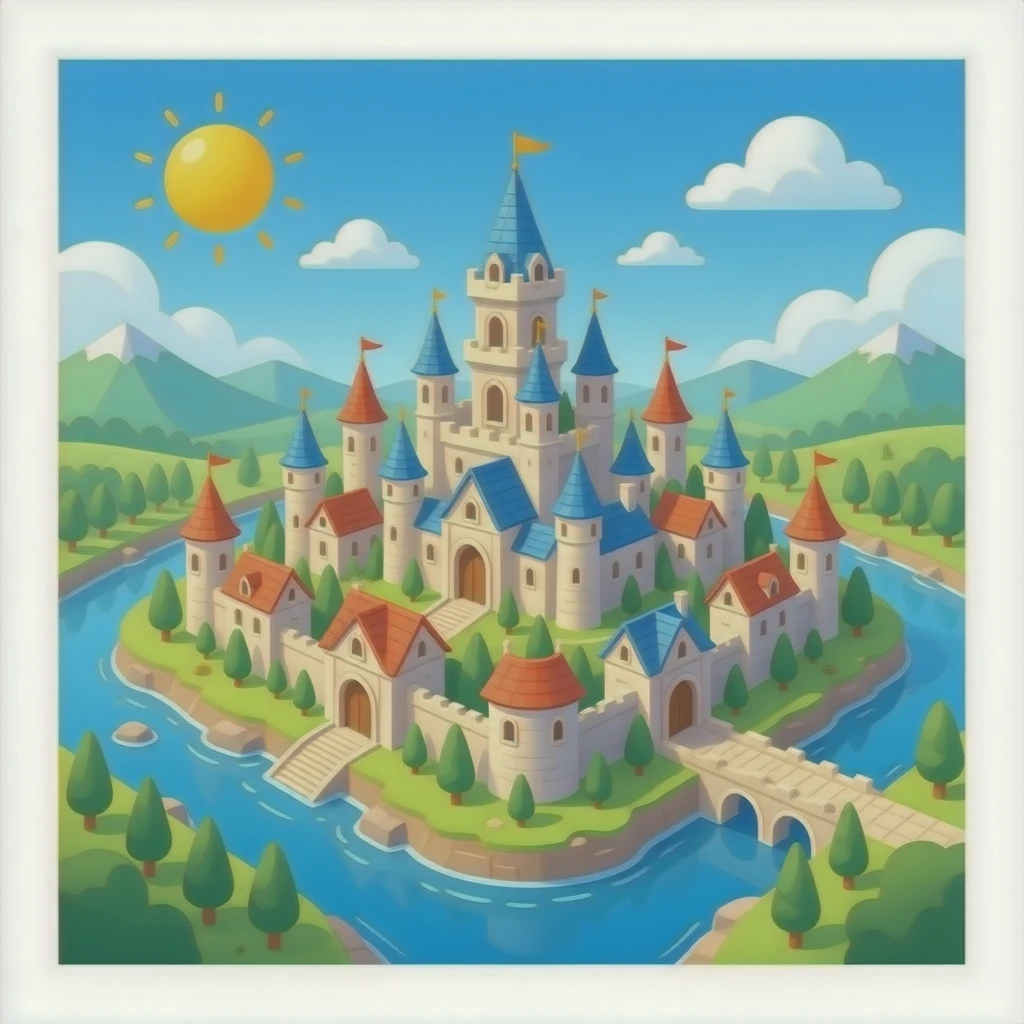 a full view Kingdom  city  from top down  view  of a fantasy world emoji