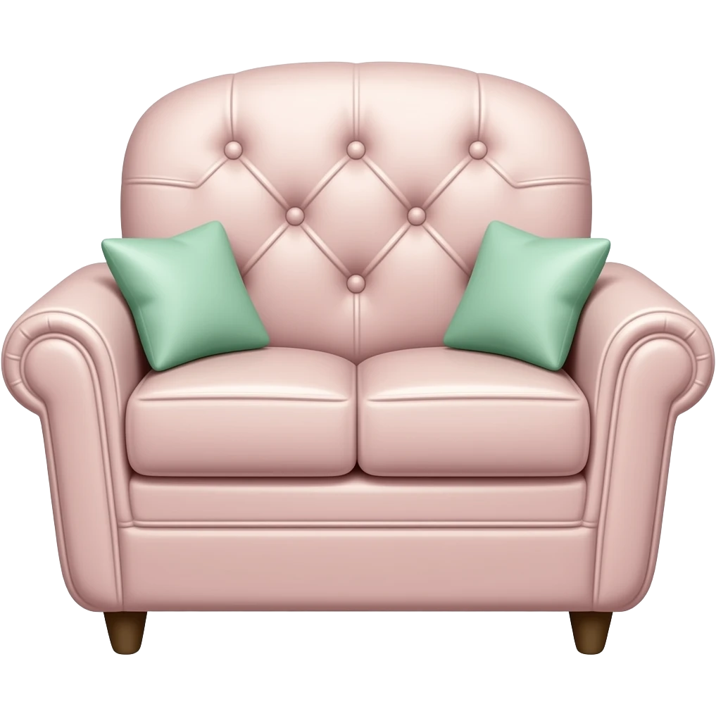soft pink green sofa, transparent background inspired by barbie colour pallete emoji