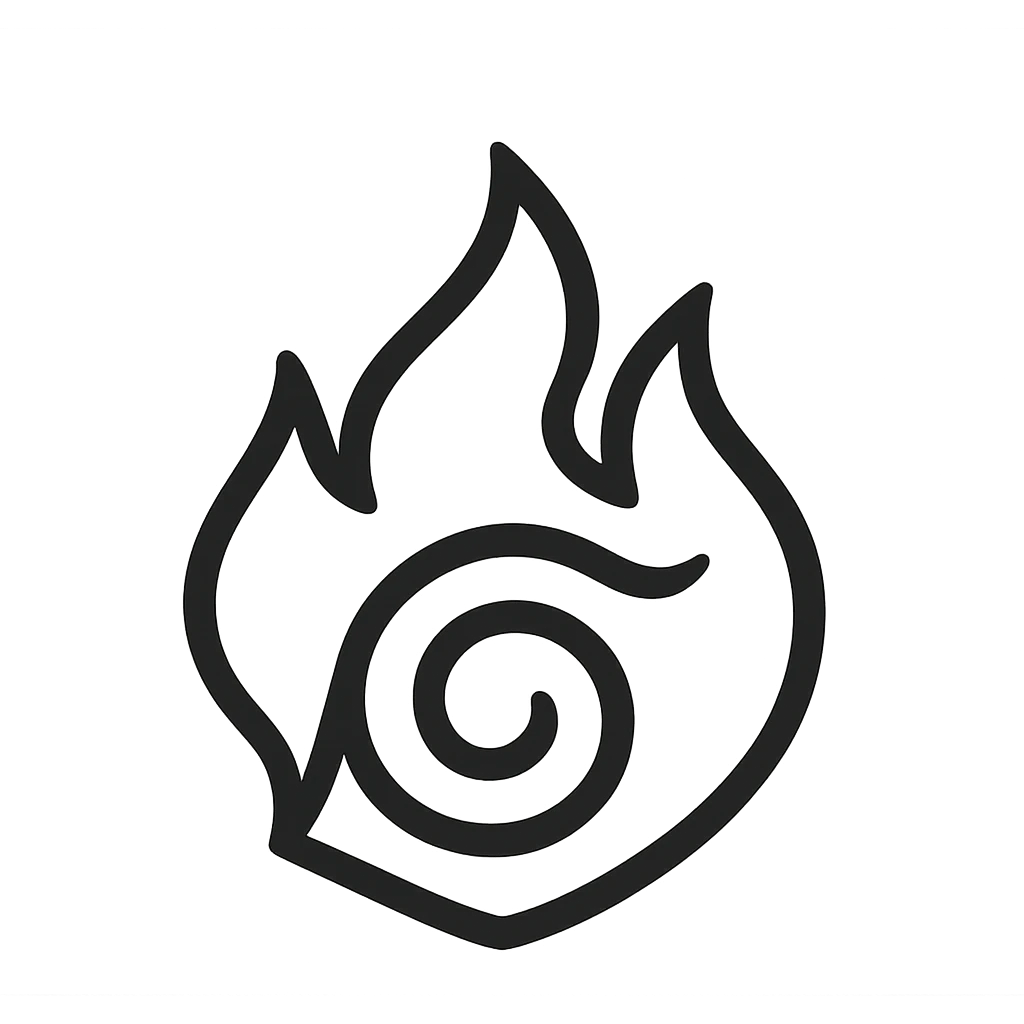 black icon with Naruto fire symbol, modern style emoji